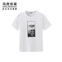 商场同款马克华菲短袖T恤男士2020夏季新款白色简约上衣