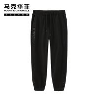 商场同款马克华菲针织裤男士春新款滴胶简约舒适休闲裤卫裤