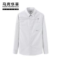 商场同款马克华菲长袖衬衫男士2020春季新款时尚细条纹简约上衣
