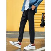 马克华菲休闲裤男秋季抽绳宽松束脚微弹运动小脚针织裤子