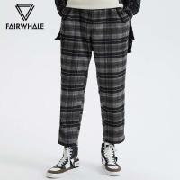 马克华菲商场同款休闲裤男冬季新款个性格子布简约九分裤