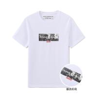 马克华菲夏季新款男式T恤圆领潮流印花纯棉短袖基础休闲白半袖