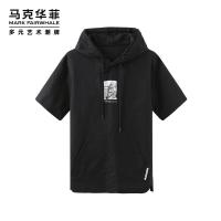 商场同款马克华菲潮卫衣男士春季新款帅气街头连帽短袖