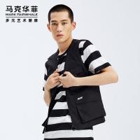 马克华菲马夹男2020春季新款时尚简约纯色字母设计大口袋上衣