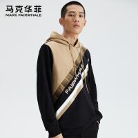 B商场同款马克华菲卫衣男冬季新款韩版撞色拼接连帽上衣