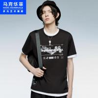 商场同款马克华菲短袖T恤男士2020夏季新款立体印花时尚上衣