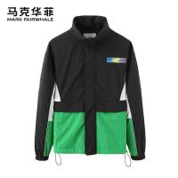 商场同款马克华菲夹克男春秋季新款潮流撞色拼接印花外套