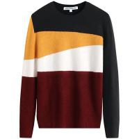 马克华菲新款针织衫时尚圆领撞色男士毛衣男士上衣长袖