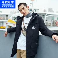 马克华菲棉衣男士2020秋冬新款时尚潮流黑工装多口袋连帽棉服外套