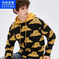 马克华菲潮牌毛衣男士2020秋冬新款潮流立体字母撞色长袖针织衫