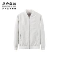 商场同款马克华菲夹克男春季新款棒球领运动休闲白色外套