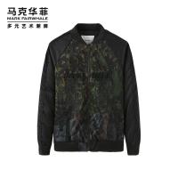 马克华菲夹克男冬季新款网纱拼接休闲潮流印花落肩外套