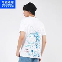 马克华菲短袖T恤男士2021年夏季新款撞色可爱卡通印花上衣