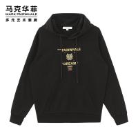马克华菲连帽卫衣男士春秋季新款虎头刺绣宽松黑帽衫潮牌
