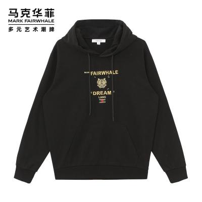 马克华菲连帽卫衣男士春秋季新款虎头刺绣宽松黑帽衫潮牌