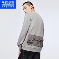 马克华菲潮牌卫衣男2020秋季新款套头贴布印花立挺廓型潮流感上衣