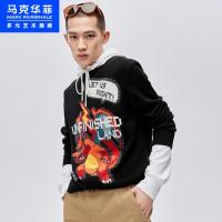 马克华菲潮牌毛衣男士2020冬新款条纹图案圆领长袖针织衫