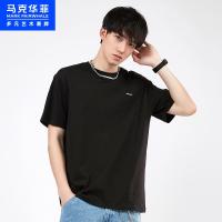 马克华菲T恤男士2021夏季新款短袖潮流简约纯色圆领上衣