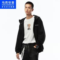 马克华菲卫衣男2020新款个性图案撞色印花贴布连帽开衫