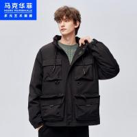 马克华菲羽绒服男士2020冬季新款工装多口袋连帽外套