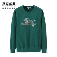 商场同款马克华菲卫衣男2020春季新款潮流撞色刺绣印花圆领上衣