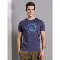 GOLF/高尔夫男士圆领弹力棉白色印花图案短袖男装T恤衫休闲