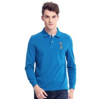 高尔夫男装长袖POLO衫春季新休闲打底净色绣标翻领T恤男