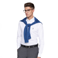 GOLF/高尔夫秋季新款男装净色浅粉蓝衬衫男长袖休闲衬衣