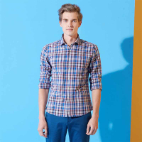 GOLF/高尔夫春季新款小格子长袖衬衫男士商务衬衣男时尚百搭上衣