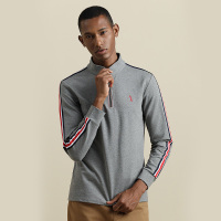 GOLF/高尔夫2019秋季新款男装氨纶灰色休闲立领t恤男长袖衣男