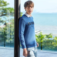 GOLF/高尔夫2019秋季新款长袖圆领卫衣男印花套头衫纯色百搭上衣