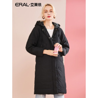 ERAL/艾莱依2018秋冬新款蝙蝠袖印花羽绒服女连帽