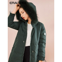 ERAL/艾莱依大毛领羽绒服女中长款2018冬装新款加厚外套