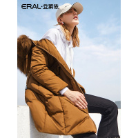 ERAL/艾莱依冬新款韩版大毛领羽绒服女中长款加厚修身