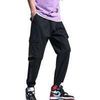 鳄鱼恤(CROCODILE) 工装裤男夏季休闲长裤2019男士纯色小脚宽松直筒夏天休闲裤潮流