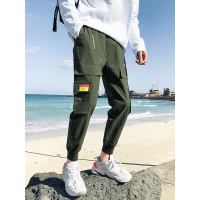鳄鱼恤(CROCODILE) 2019男士工装裤男夏季休闲长裤纯色宽松直筒夏天休闲裤潮流