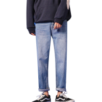 鳄鱼恤(CROCODILE) 2019夏季男装男士牛仔裤新品时尚韩版潮流青年纯色弹力青少年宽松纯棉直筒哈伦九分裤