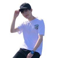 鳄鱼恤(CROCODILE) 2019新款短袖t恤男男士上衣纯棉宽松圆领体恤印花T恤打底衫夏装潮流