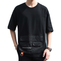 鳄鱼恤(CROCODILE) 2019新款短袖t恤男男士上衣纯棉宽松五分袖圆领体恤印花T恤打底衫潮流夏装