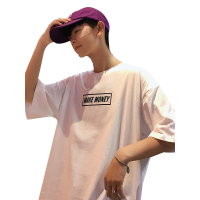 鳄鱼恤(CROCODILE) 2019新款短袖t恤男男士上衣纯棉宽松圆领体恤印花T恤打底衫潮流五分袖大码夏装