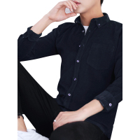 鳄鱼恤（CROCODILE） 2019新款纯色长袖衬衫男士夏季休闲修身韩版潮流商务休闲薄款衬衣男