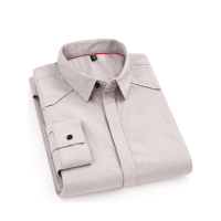 鳄鱼恤（CROCODILE） 2019新款纯色衬衫外套长袖衬衫男士夏季条纹休闲修身韩版潮流商务休闲薄款衬衣男