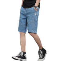 鳄鱼恤(CROCODILE) 2019新款潮流男士牛仔裤男休闲牛仔裤中腰宽松休闲青年五分裤短裤