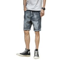 鳄鱼恤(CROCODILE) 2019新款潮流男士牛仔裤男破洞休闲牛仔裤中腰宽松休闲青年五分裤短裤夏装