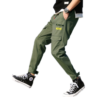 鳄鱼恤(CROCODILE) 2019新款加肥宽松小脚束脚工装裤男士夏季休闲长裤2019男士纯色宽松直筒夏天休闲裤潮流