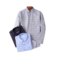 鳄鱼恤（CROCODILE） 2019新款格子长袖衬衫男士夏季免烫休闲修身韩版潮流商务休闲薄款衬衣