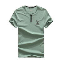 JEEP/吉普夏季薄款短袖T恤男休闲宽松V领简约时尚潮流打底上衣