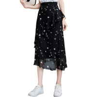 如熙 夏季新款a字半身裙高腰显瘦不规则裙舒适雪纺裙半身裙