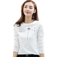 如熙 纯棉T恤女长袖圆领上衣春秋新款韩版印花字母修身打底衫女装T恤