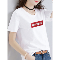 如熙 新款春季ins超火上衣白色T恤女短袖宽松韩版印花T恤